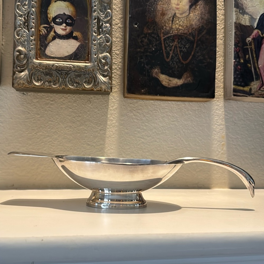 Christofle Gallia Art Deco Swan Saucière‎ & Ladle by Christian Fjerdingstad